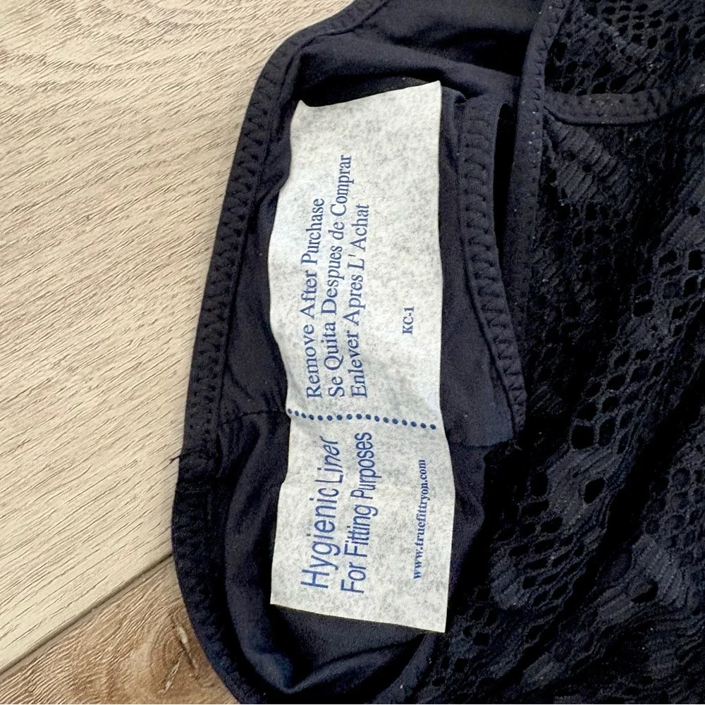 NWT! BECCA BY REBECCA VIRTUE, Crochet One-Piece Swimsuit in black. - Picture 10 of 10